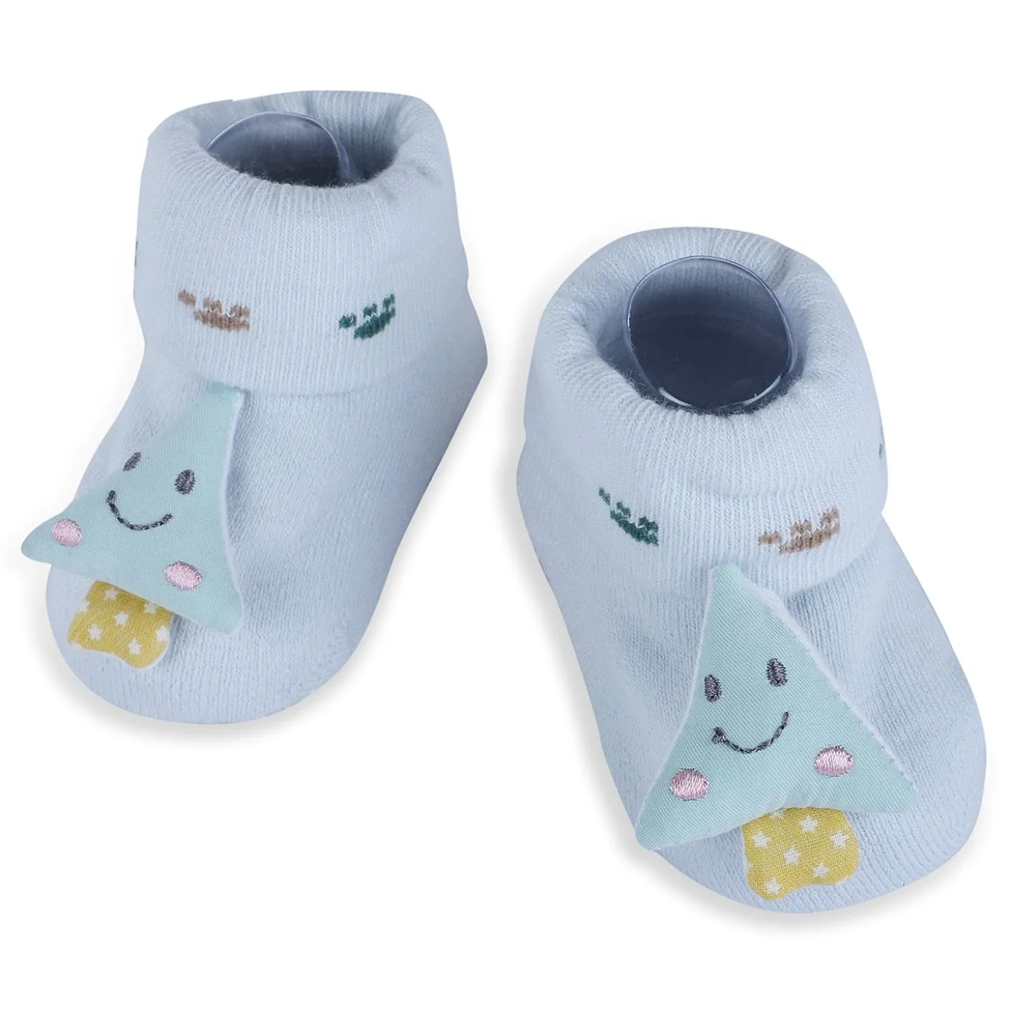 Baby Moo Smiling Tree Cotton Anti-Skid 3D Socks - Blue
