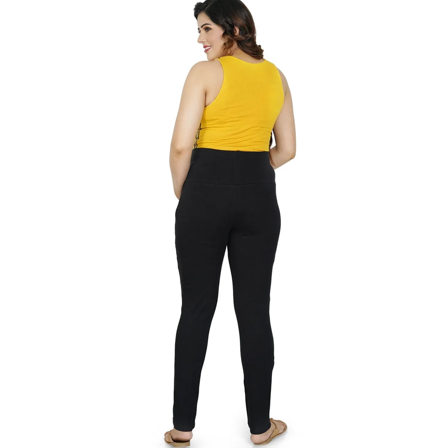 Baby Moo Soft And Comfy Ankle Length Maternity Pant Solid - Black