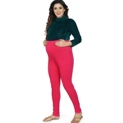 Baby Moo Soft And Comfy Full Length Maternity Leggings Solid - Pink