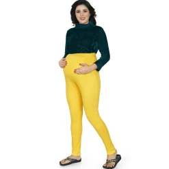 Baby Moo Soft And Comfy Full Length Maternity Leggings Solid - Yellow