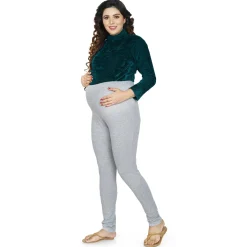 Baby Moo Soft And Comfy Full Length Maternity Leggings Solid - Grey
