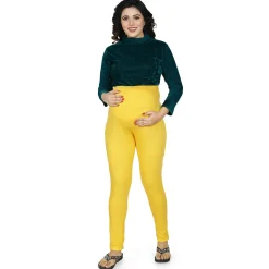Baby Moo Soft And Comfy Full Length Maternity Leggings Solid - Yellow