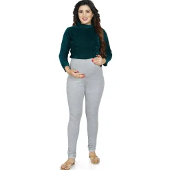 Baby Moo Soft And Comfy Full Length Maternity Leggings Solid - Grey