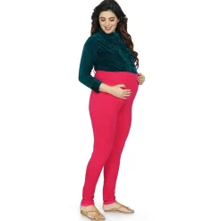 Baby Moo Soft And Comfy Full Length Maternity Leggings Solid - Pink