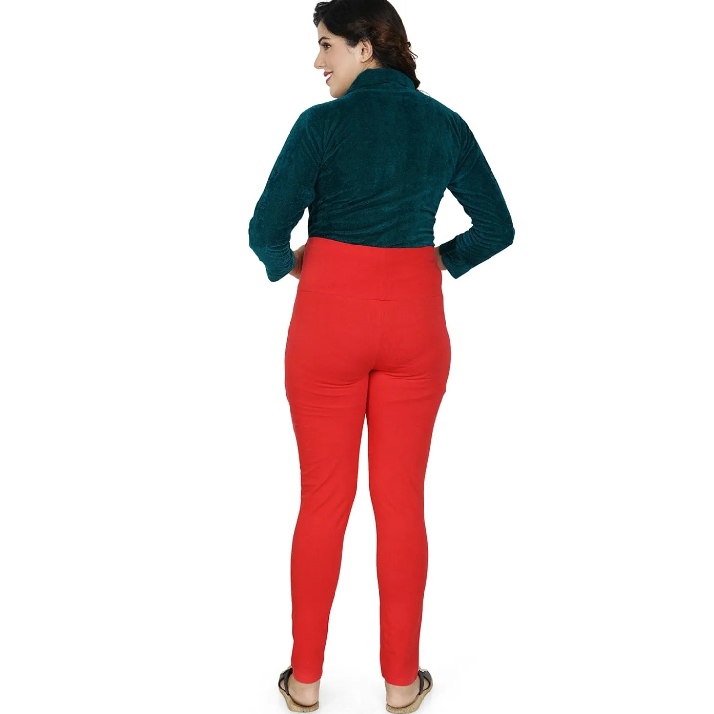 Baby Moo Soft And Comfy Full Length Maternity Leggings Solid - Red