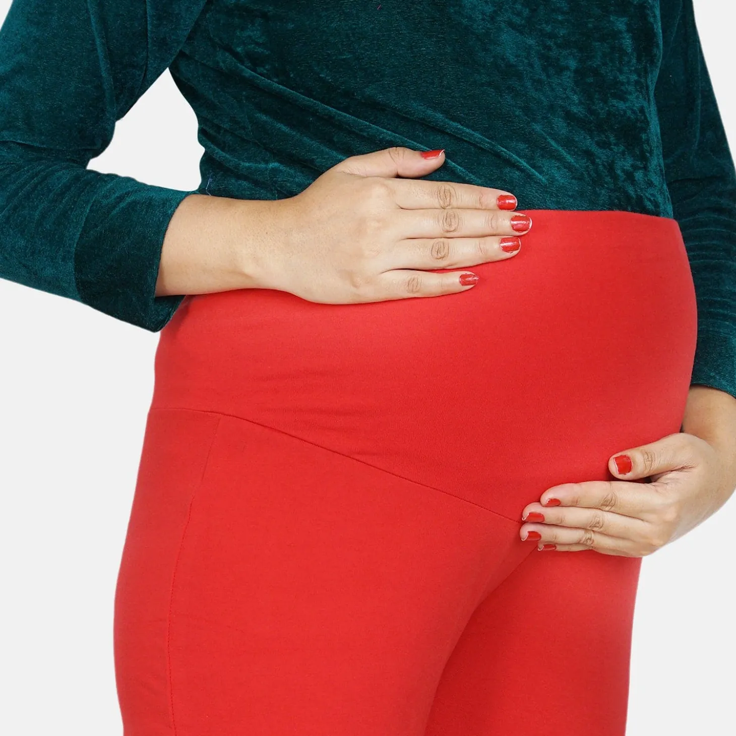 Baby Moo Soft And Comfy Full Length Maternity Leggings Solid - Red