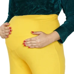 Baby Moo Soft And Comfy Full Length Maternity Leggings Solid - Yellow