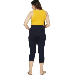 Baby Moo Soft And Comfy Mid-Calf Length Maternity Pant Solid - Navy Blue