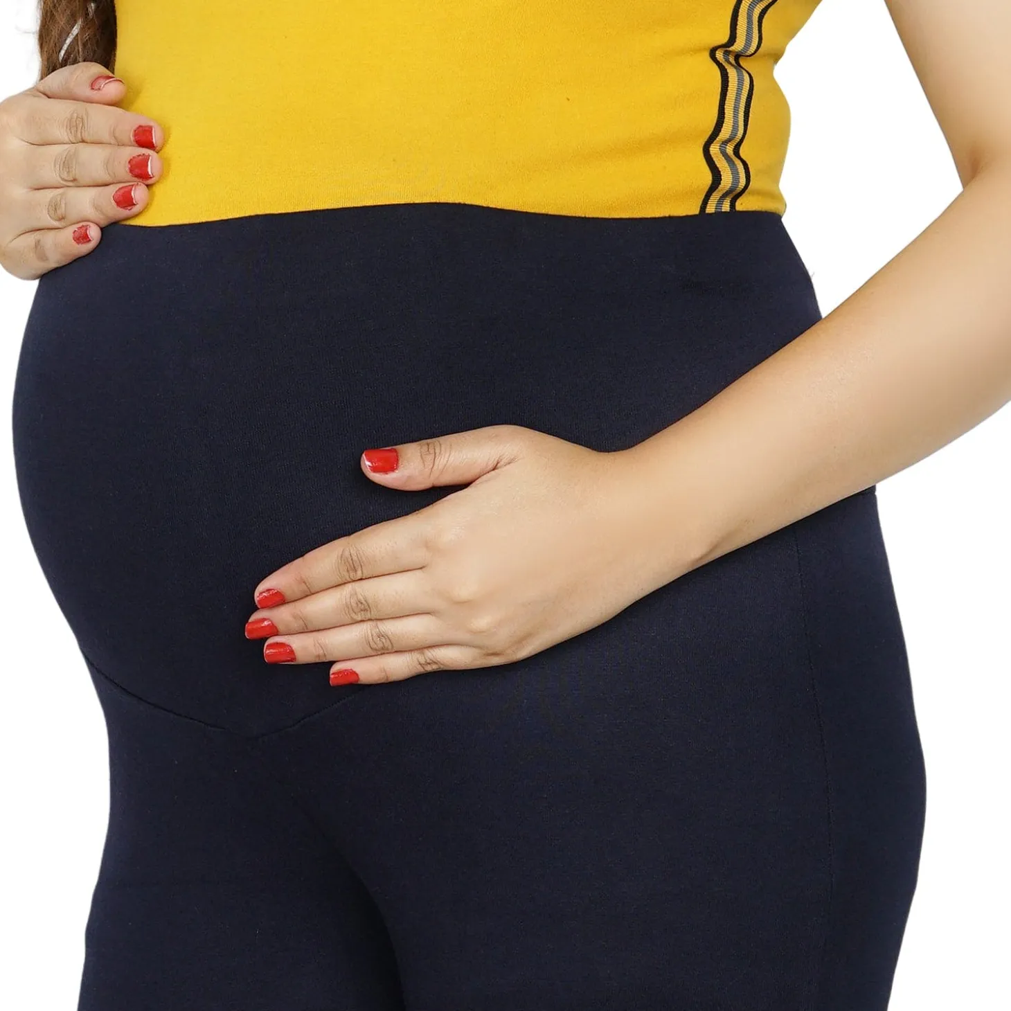 Baby Moo Soft And Comfy Mid-Calf Length Maternity Pant Solid - Navy Blue