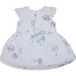 Baby Moo Soft In Cloud Bow With Short Sleeves Muslin Dress - Pink