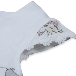Baby Moo Soft In Cloud Bow With Short Sleeves Muslin Dress - Pink