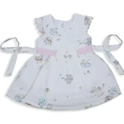Baby Moo Soft In Cloud Bow With Short Sleeves Muslin Dress - Pink