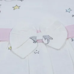 Baby Moo Soft In Cloud Bow With Short Sleeves Muslin Dress - Pink