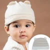 Baby Moo Solid And Striped Organic Soft Cotton Pack of 2 Caps - Beige