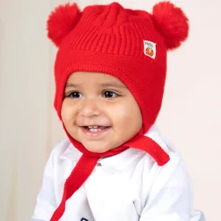 Baby Moo Solid Infant To Toddler Winter Beanie Woollen Cap - Red