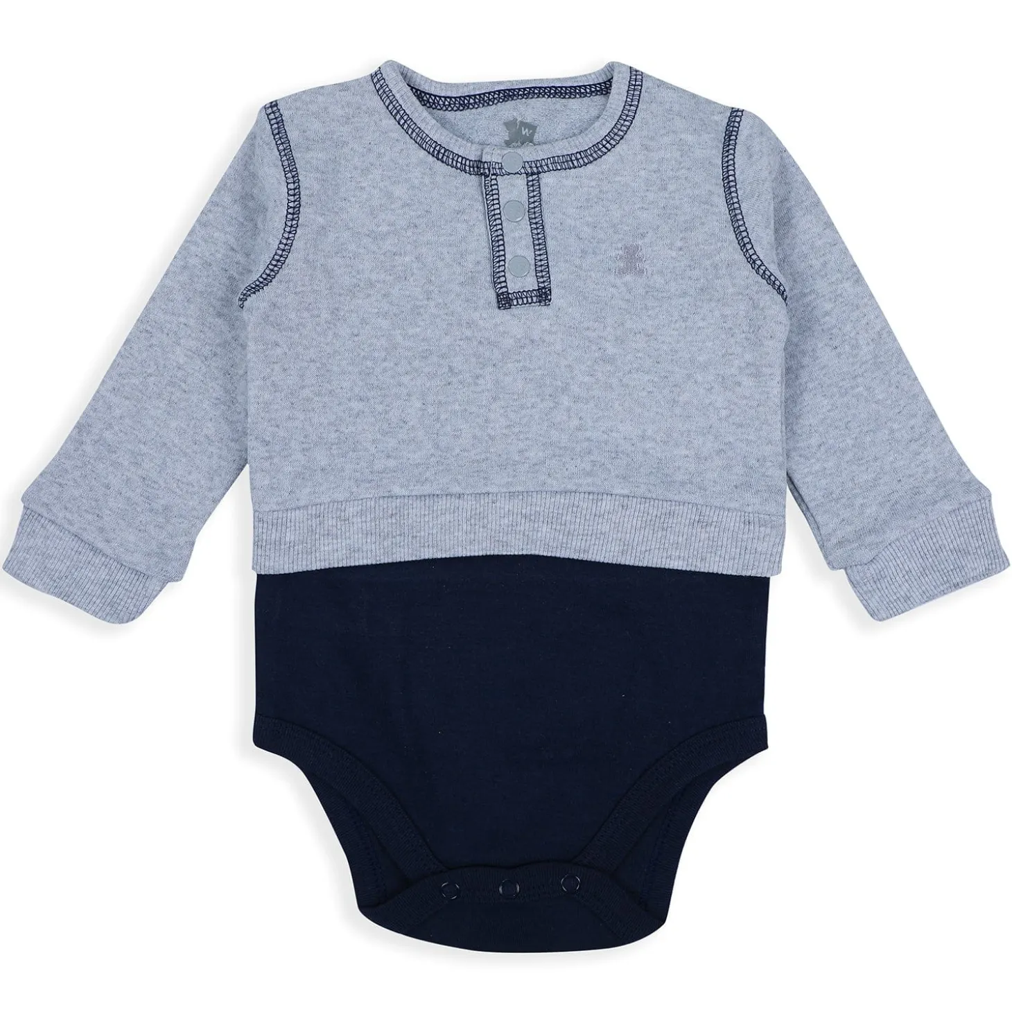 Baby Moo Solid Stretchable Jogger with Full Sleeve Onesie And Booties Gift Set - Grey