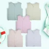 Baby Moo Solid V-Neck Sleeveless Front Opening Button Cotton Jhablas 5 Pcs - Pink, Multicolour