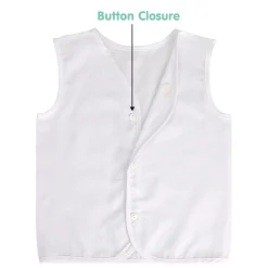 Baby Moo Solid V-Neck Sleeveless Front Opening Button Cotton Jhablas 5 Pcs - White
