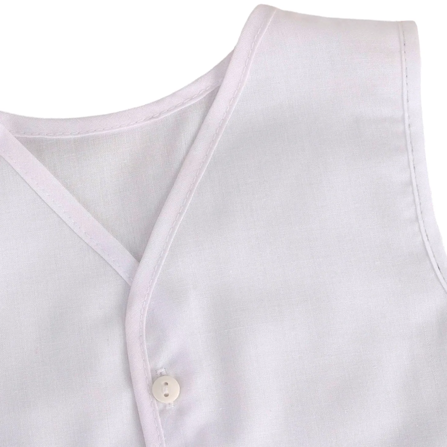 Baby Moo Solid V-Neck Sleeveless Front Opening Button Cotton Jhablas 5 Pcs - White