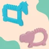 Baby Moo Soothing Silicon Teether BPA And Toxin Free Pack of 2 - Unicorn Blue And Hippo Pink