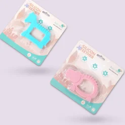 Baby Moo Soothing Silicon Teether BPA And Toxin Free Pack of 2 - Unicorn Blue And Hippo Pink