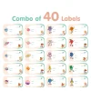 Baby Moo Space And Cartoons Waterproof Labels 40 Pcs Stationery Set For Children - Multicolour