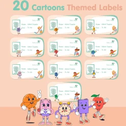 Baby Moo Space And Cartoons Personalised Photo And Name Waterproof Labels 40 Pcs Stationery Set For Children - Multicolour