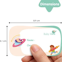 Baby Moo Space And Cartoons Waterproof Labels 40 Pcs Stationery Set For Children - Multicolour