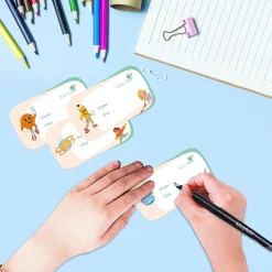 Baby Moo Space And Cartoons Waterproof Labels 40 Pcs Stationery Set For Children - Multicolour