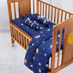 Baby Moo Space Bedding Gift Set 2 Bolsters, U Pillow, Mattress And Quilt Set - Blue