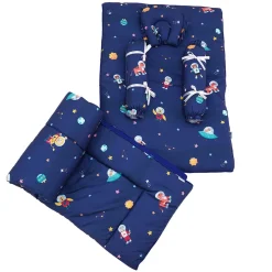 Baby Moo Space Bedding Gift Set 2 Bolsters, U Pillow, Mattress And Quilt Set - Blue