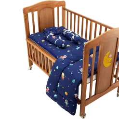 Baby Moo Space Bedding Gift Set 2 Bolsters, U Pillow, Mattress And Quilt Set - Blue
