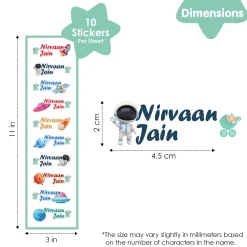 Baby Moo Space, Fruits, Animals, Truck, Sports Personalised Name Self Adhesive Transparent Embossed Stickers, 3D Labels 50 Pcs Stationery Set for Children - Multicolour