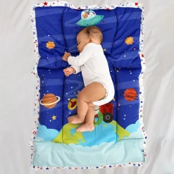 Baby Moo Space Mattress With Fixed Neck Pillow And Bolsters - Blue