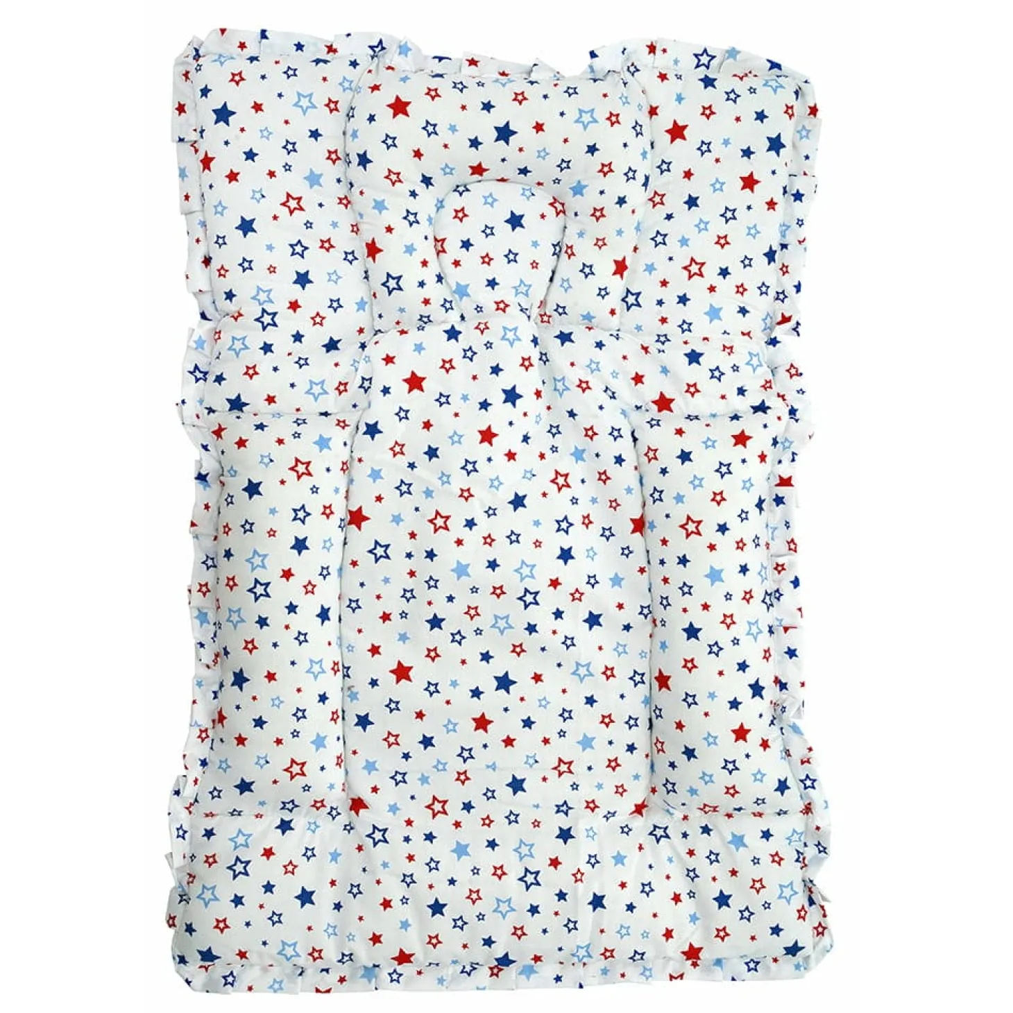 Baby Moo Space Mattress With Fixed Neck Pillow And Bolsters - Blue