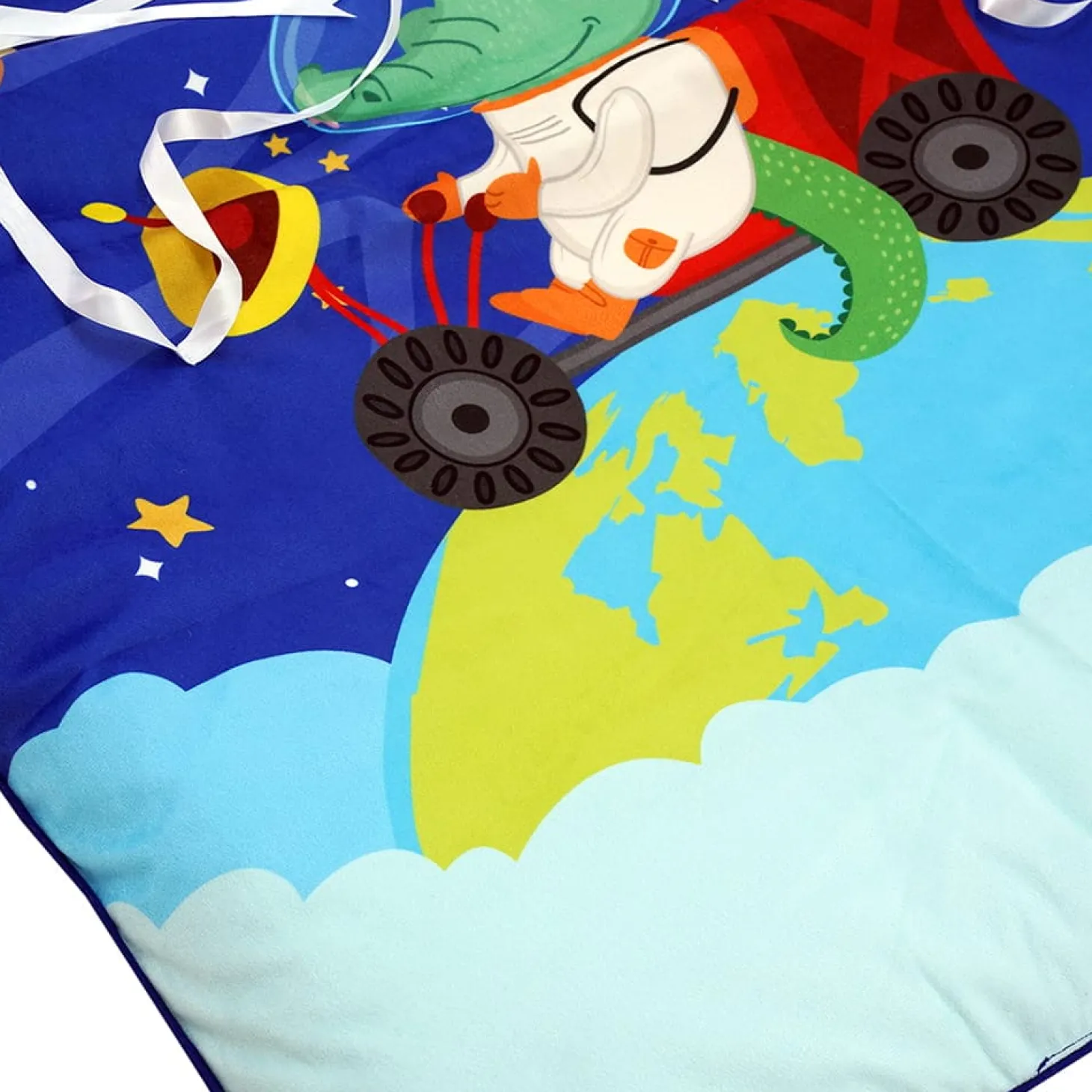 Baby Moo Space Soft Velvet U Pillow, 2 Side Bolsters Mattress Set - Blue