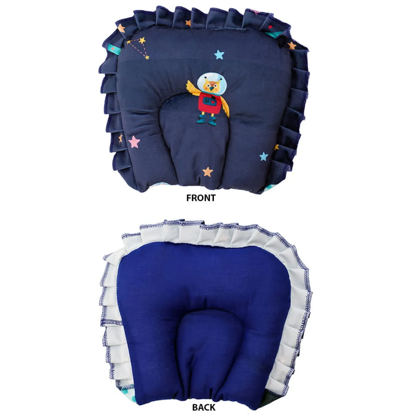 Baby Moo Space Soft Velvet U Pillow, 2 Side Bolsters Mattress Set - Blue