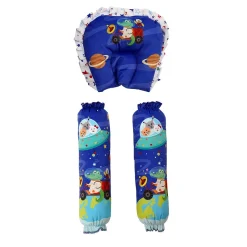 Baby Moo Space Soft Velvet U Pillow, 2 Side Bolsters Mattress Set - Blue