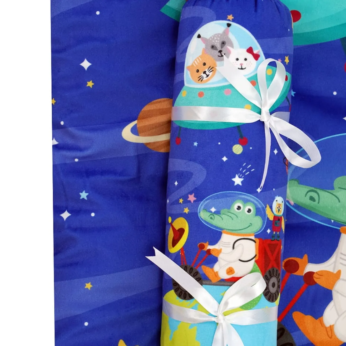 Baby Moo Space Soft Velvet U Pillow, 2 Side Bolsters Mattress Set - Blue