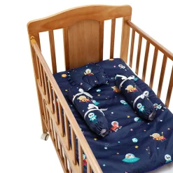 Baby Moo Space Soft Velvet U Pillow, 2 Side Bolsters Mattress Set - Blue