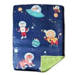 Baby Moo Space Velvet And Fur XL Blanket - Blue