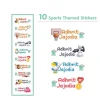Baby Moo Sports Personalised Name Self Adhesive Transparent Embossed Stickers, 3D Labels 10 Pcs Stationery Set for Children - Multicolour