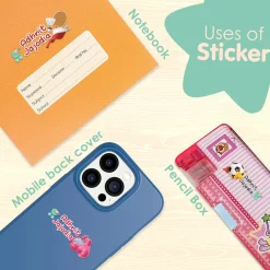 Baby Moo Sports Personalised Name Self Adhesive Transparent Embossed Stickers, 3D Labels 10 Pcs Stationery Set for Children - Multicolour