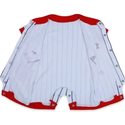 Baby Moo Sporty Teddy Striped Soft Cotton Short Romper - Red