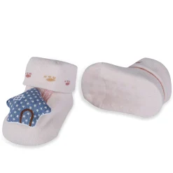 Baby Moo Star House Cotton Anti-Skid 3D Socks - Pink