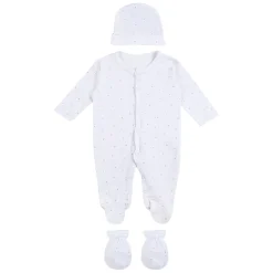 Baby Moo Star Love Gift Set 5 Piece With Bodysuits, Bib, Cap, Mittiens - White