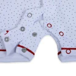 Baby Moo Star Teddy Embroidered Soft Cotton Short Romper - White