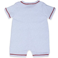 Baby Moo Star Teddy Embroidered Soft Cotton Short Romper - White