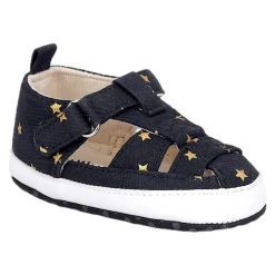 Baby Moo Starry Stylish Anti-Slip Velcro Hook-Loop Sandals - Black