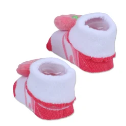 Baby Moo Strawberry Cotton Anti-Skid 3D Socks - Pink